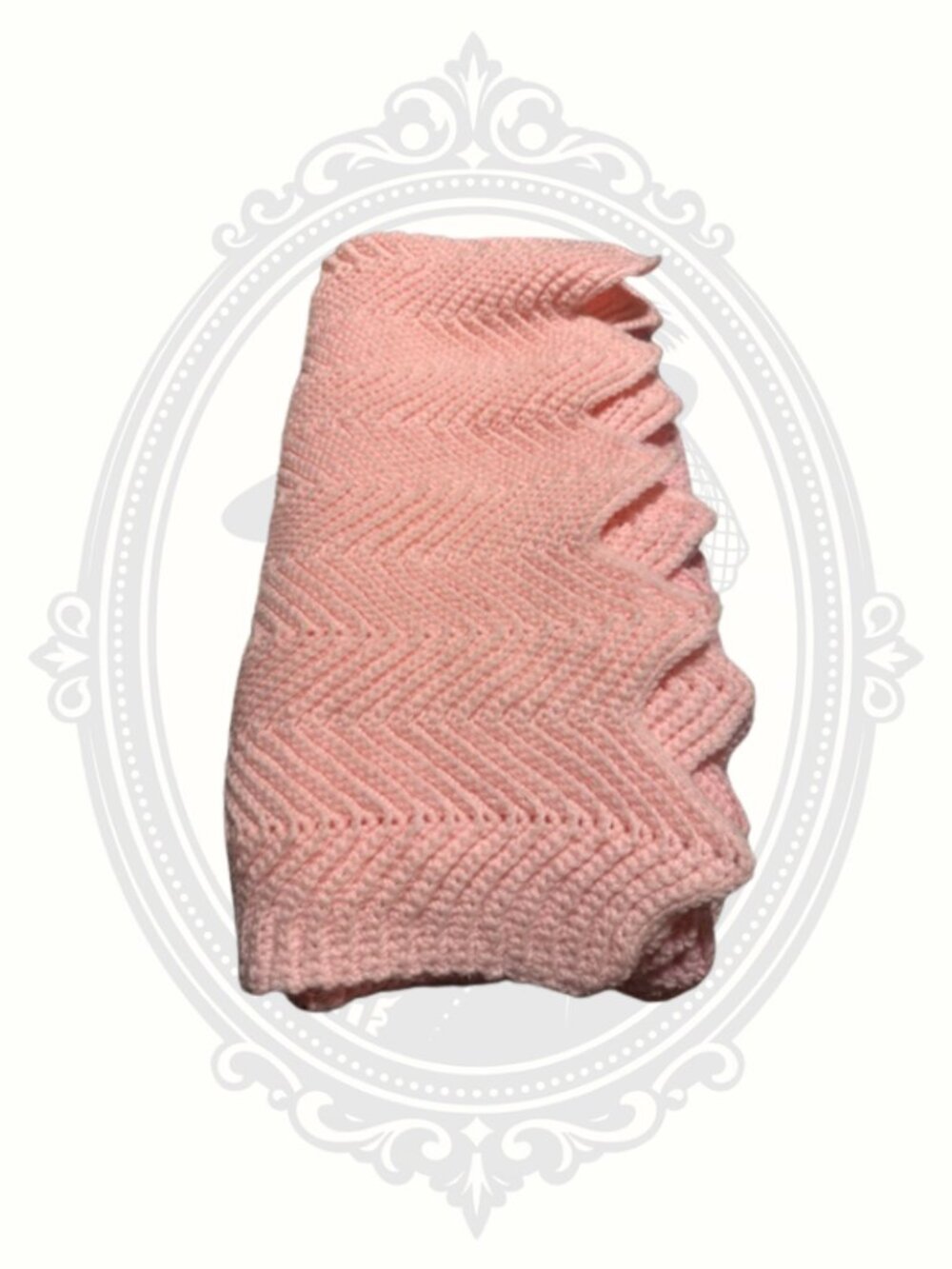 Hand Crocheted Baby Blanket Pink Chevron Ripple Crib Stroller 44x40.5